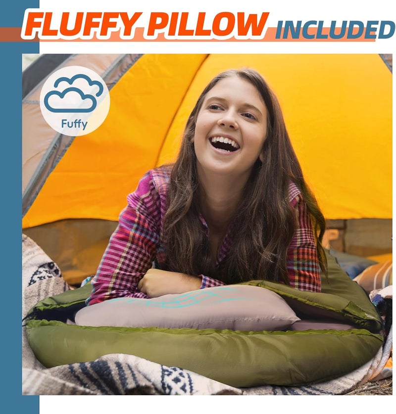 Mereza 0 Degree Winter Sleeping Bag for Adults Kids with Pillow, Cold Weather Sleeping Bag for 4 Season Camping Hiking Backpacking Sleeping Bags for Big and Tall - Image 5